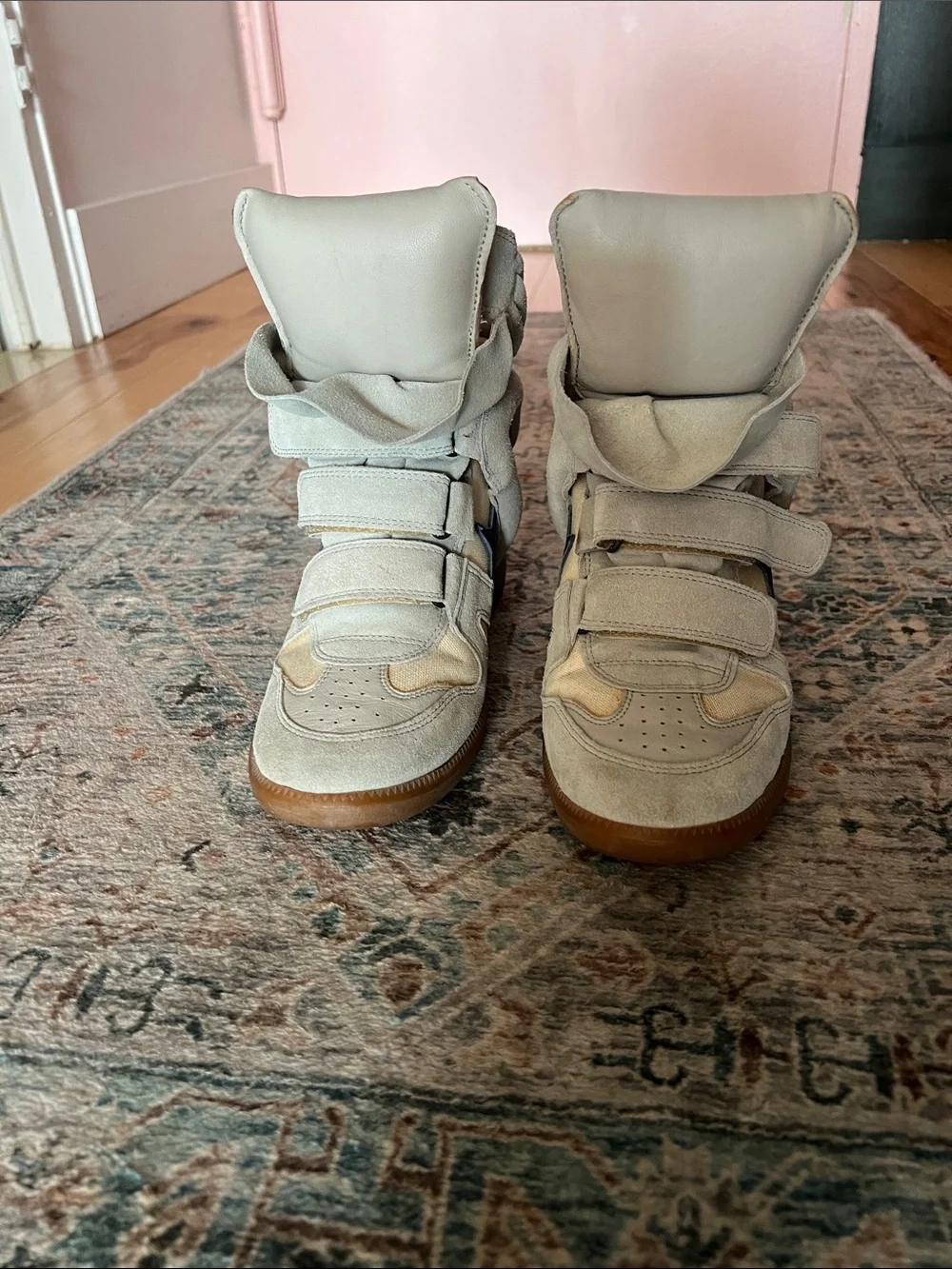 Isabel Marant Wedge Sneakers in Light Gray with Navy Star size 39